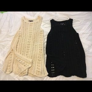 2 American eagle knit tank tops cream and black XS